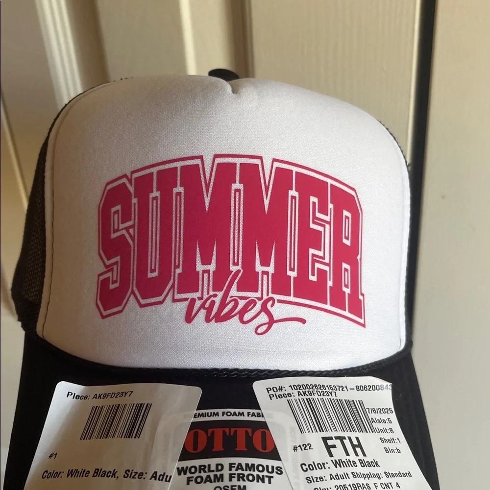 Simply Sage Market Summer Vibes Trucker Hat Foam Black White Otto One Size NWT